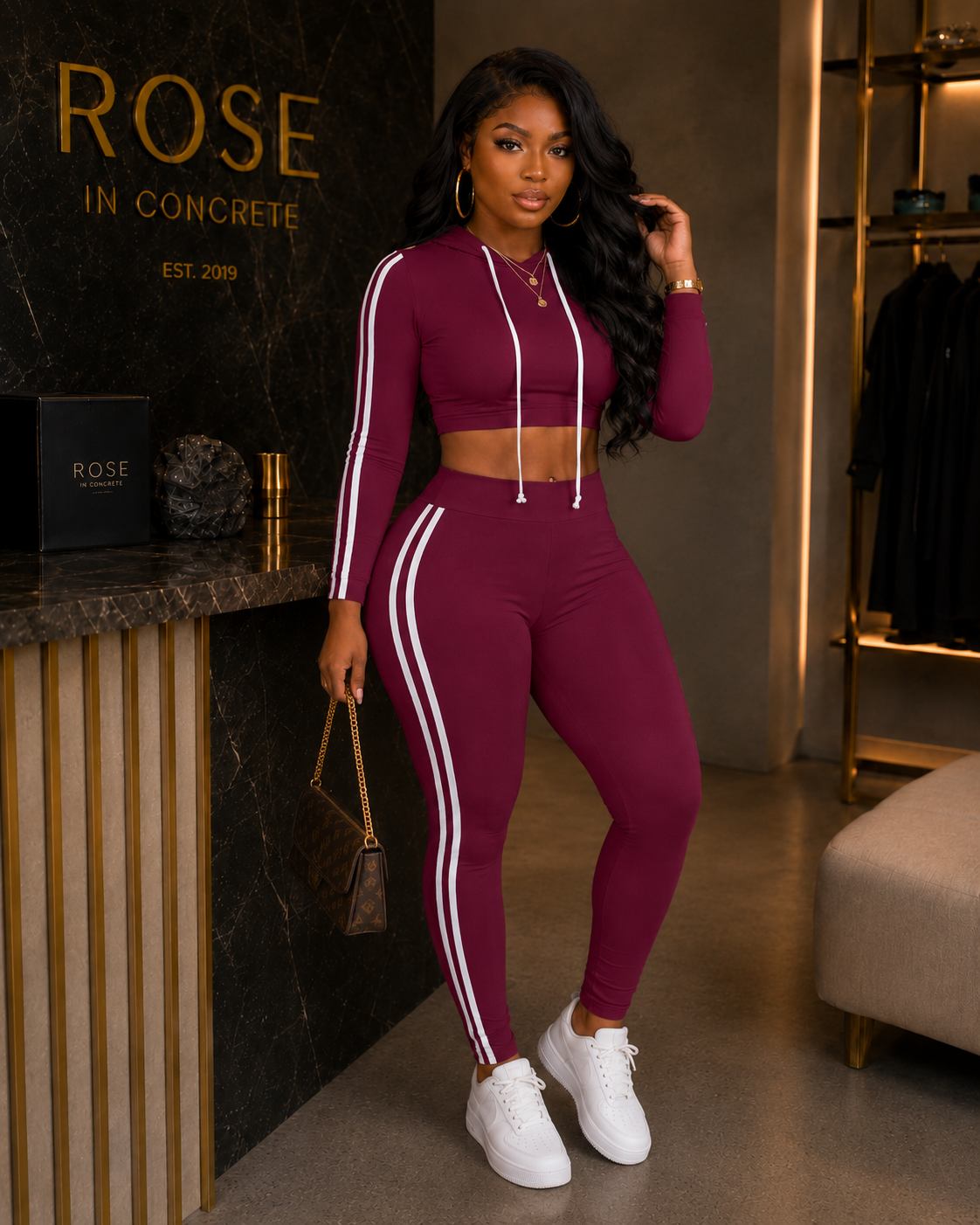 Striped Two Piece Lounge Set - Rose In Concrete 🥀