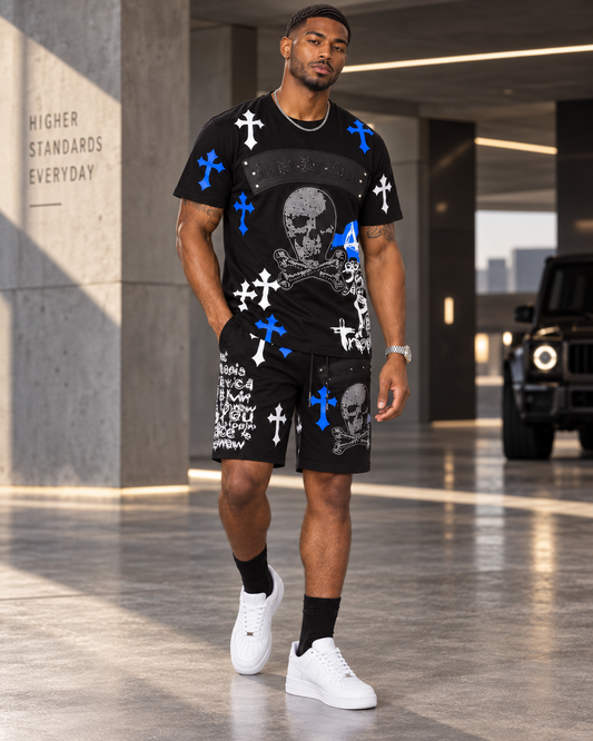 Men’s Chrome Cross Graphic T-Shirt & Shorts Set