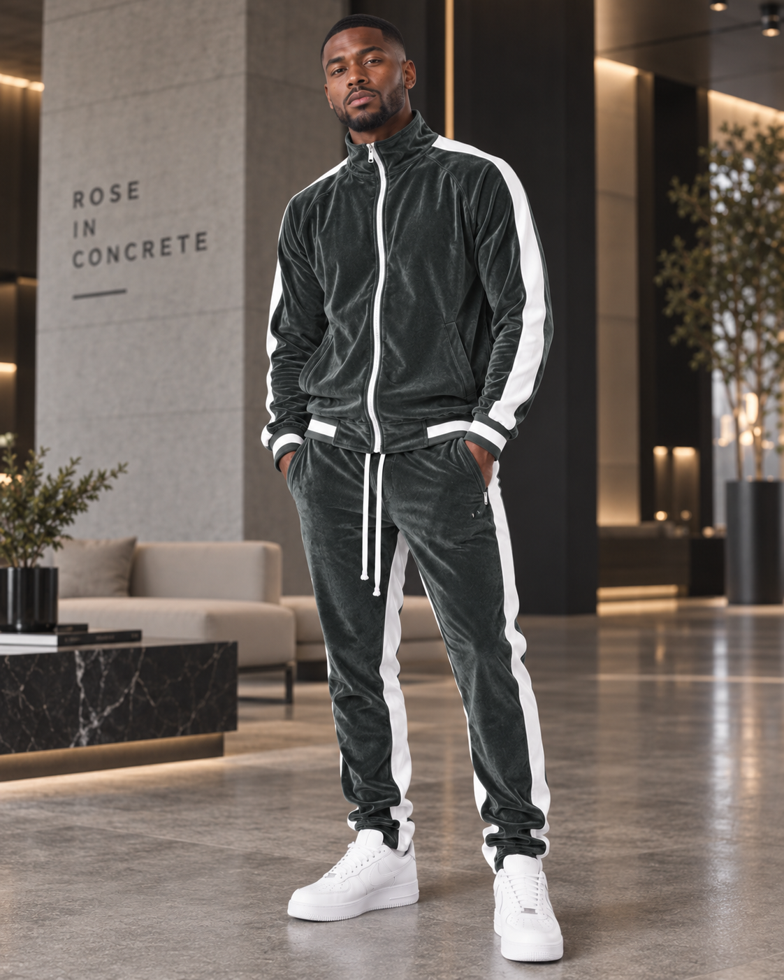 Men’s Velour Track Jacket & Jogger Set