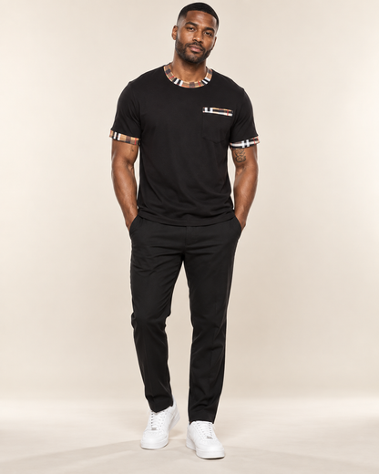 Heritage Check-Trim Men’s Cotton-Blend Pocket T-Shirt