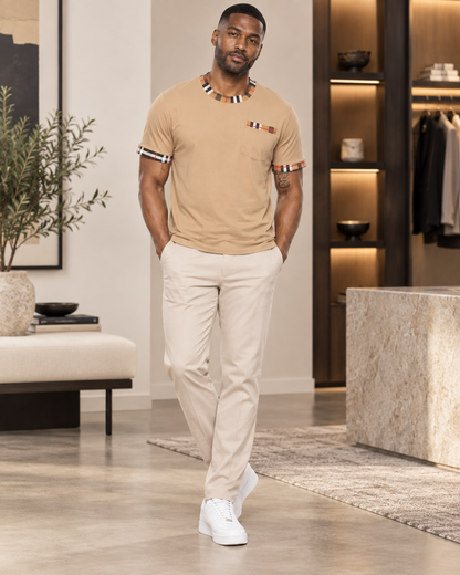 Heritage Check-Trim Men’s Cotton-Blend Pocket T-Shirt