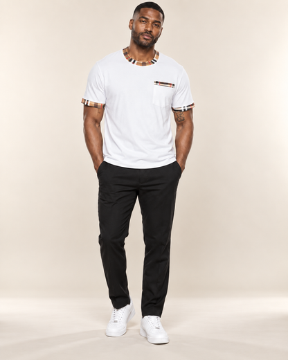 Heritage Check-Trim Men’s Cotton-Blend Pocket T-Shirt