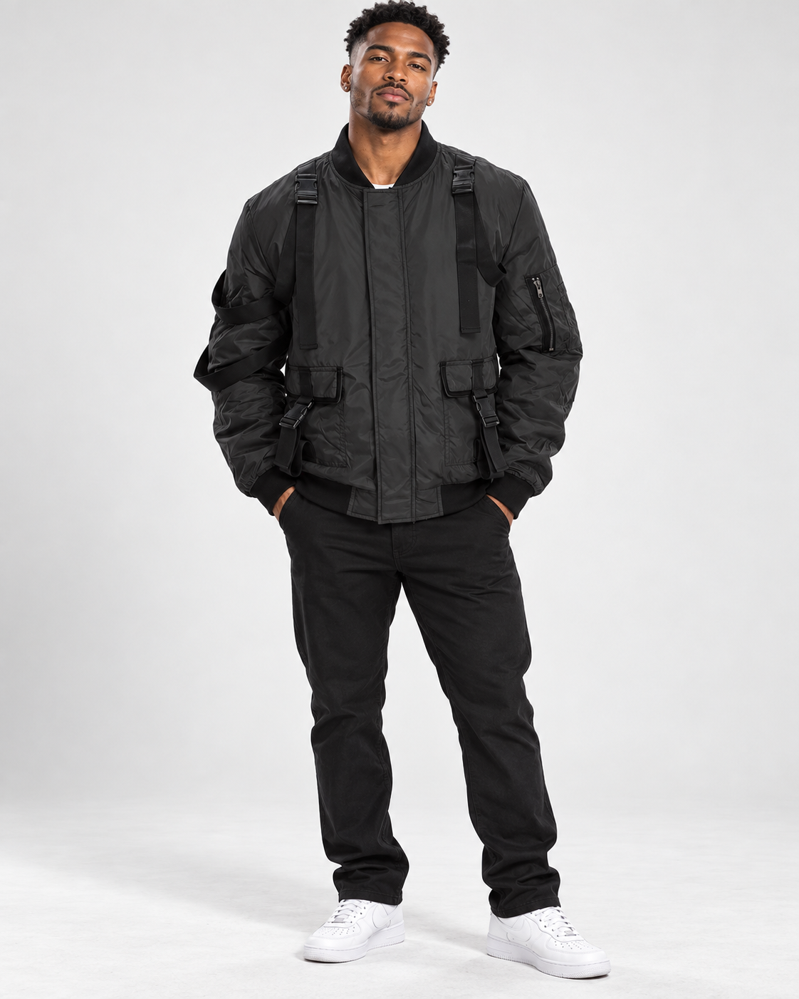Mission Mode Men’s Tactical-Strap Windbreaker Jacket