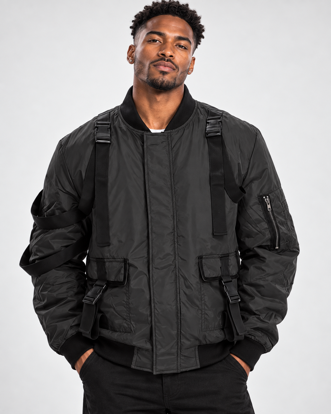 Mission Mode Men’s Tactical-Strap Windbreaker Jacket