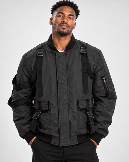 Mission Mode Men’s Tactical-Strap Windbreaker Jacket