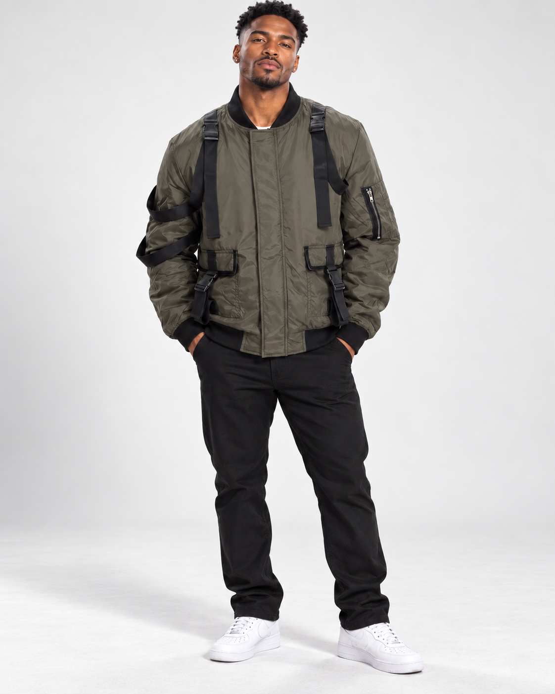 Mission Mode Men’s Tactical-Strap Windbreaker Jacket