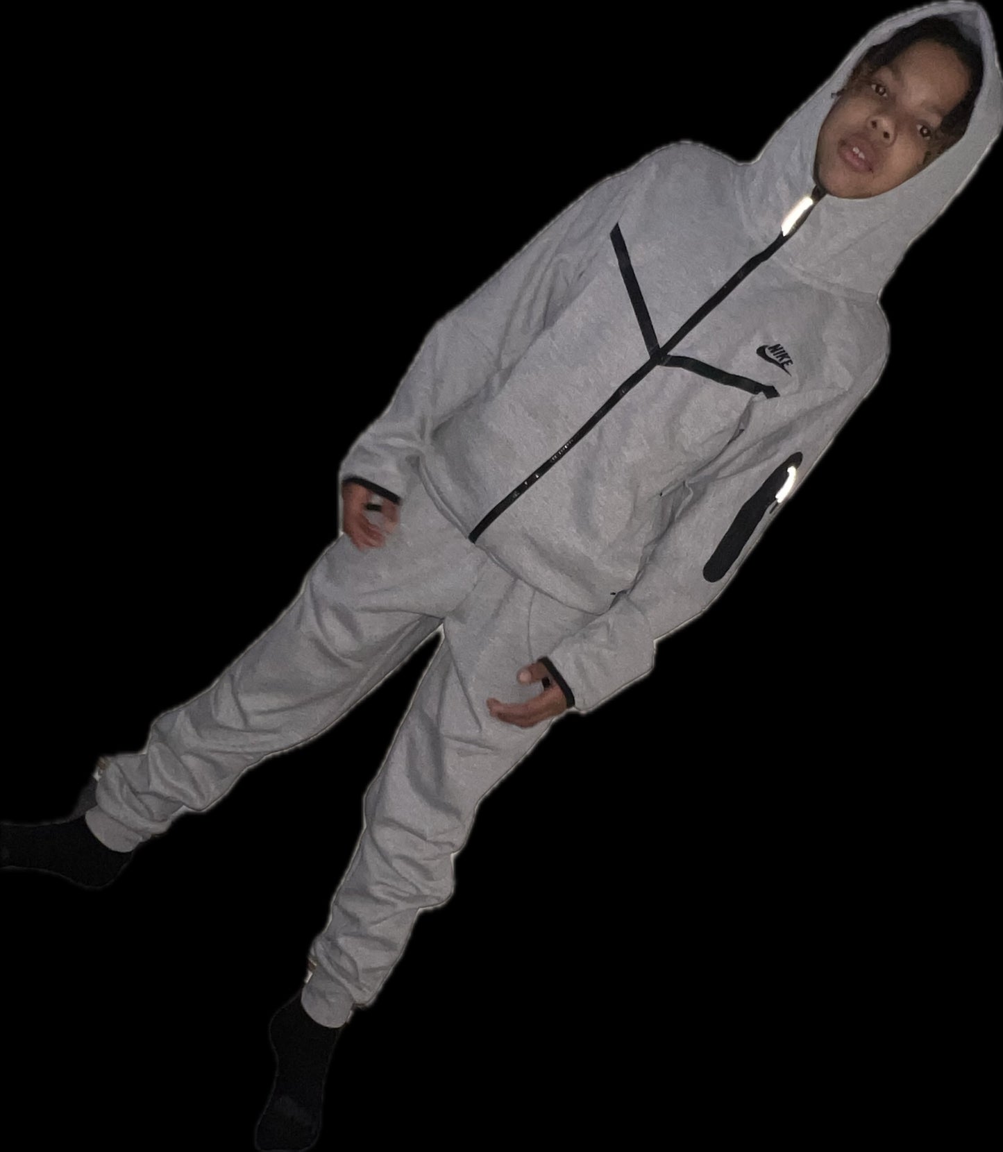 Kids Premium Tech Lightweight Tracksuit Set Zip Hoodie & Jogger Set Athletic Sweatsuit - Rose In Concrete 🥀