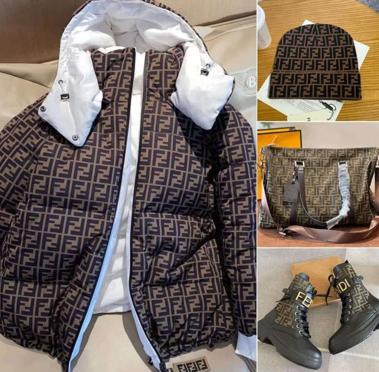 All-Season Monogram Fashion Set – Coat, Matching Bag, Hat & Boots