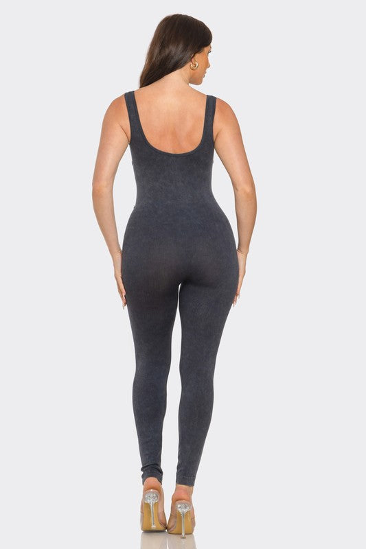 Midnight Sculpt Ribbed Jumpsuit - Rose In Concrete 🥀