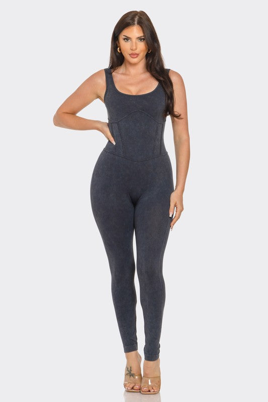 Midnight Sculpt Ribbed Jumpsuit - Rose In Concrete 🥀
