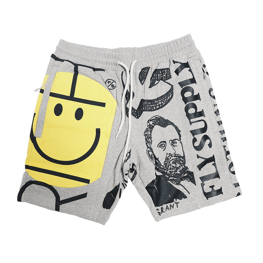 Graphic statement shorts in relaxed fit with bold prints and elastic waistband, perfect for streetwear style.