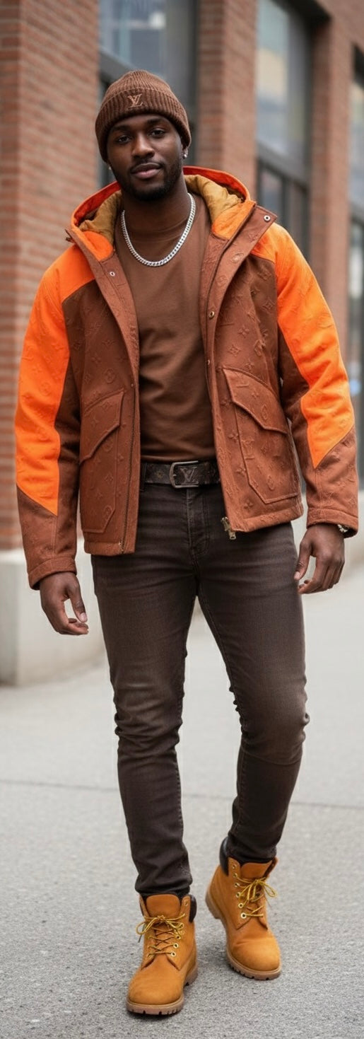 Ascend Urban Monogram Colorblock Jacket | Men's Hooded Streetwear Coat