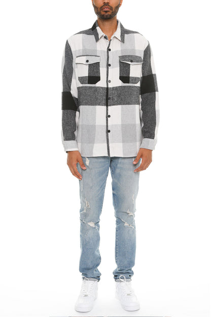 Highland Layer Men’s Brushed Plaid Button-Up Overshirt