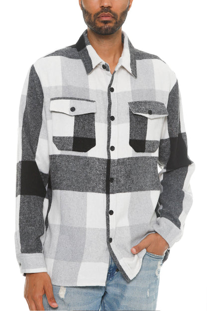 Highland Layer Men’s Brushed Plaid Button-Up Overshirt
