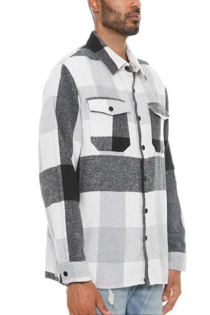 Highland Layer Men’s Brushed Plaid Button-Up Overshirt