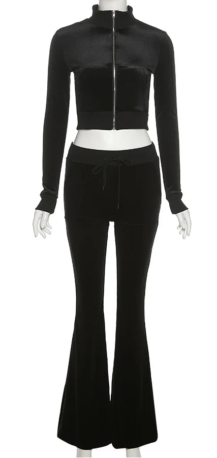Velour Luxe Zip-Up Jogger Set