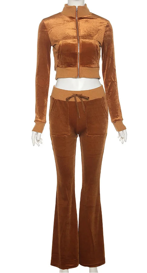 Velour Luxe Zip-Up Jogger Set