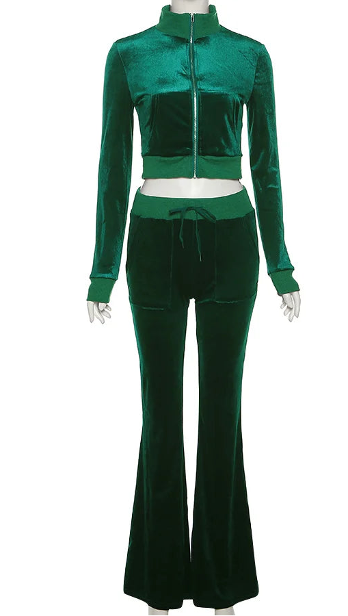 Velour Luxe Zip-Up Jogger Set