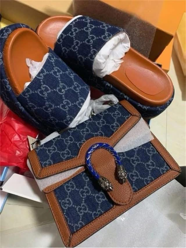 Canvas Crossbody Bag & Matching Slides