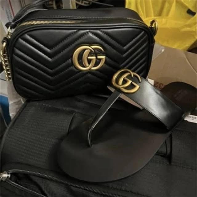 Quilted Crossbody Bag & Slides