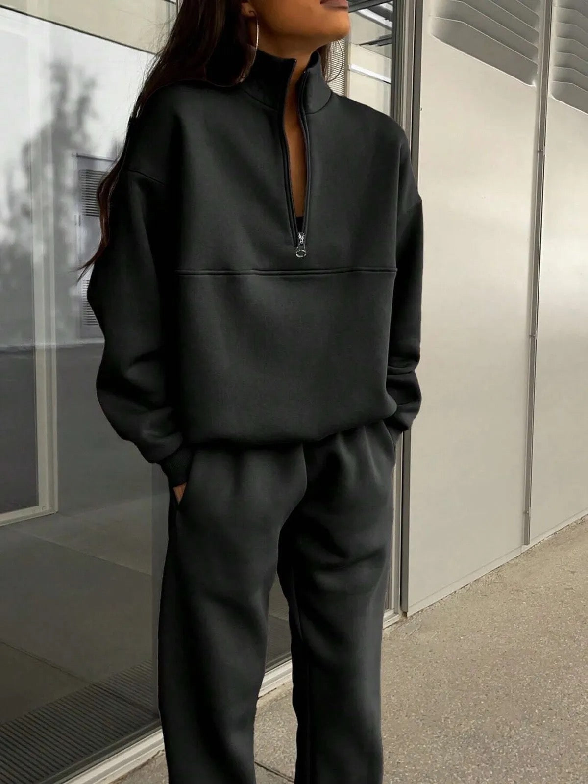Half Zip Jogger Set - Rose In Concrete 🥀
