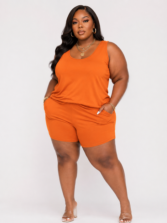 Rose In Concrete everyday lounge tank top and shorts set, soft fabric, relaxed fit, perfect for casual comfort and lounging.