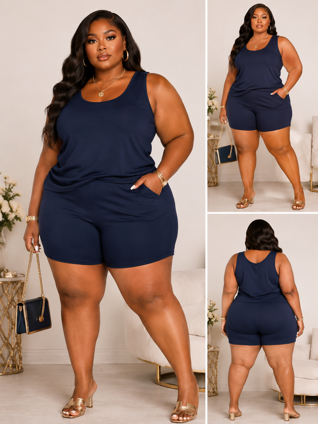 Rose In Concrete lounge tank top and shorts set, casual outfit with a relaxed fit, soft fabric, perfect for lounging or casual wear.