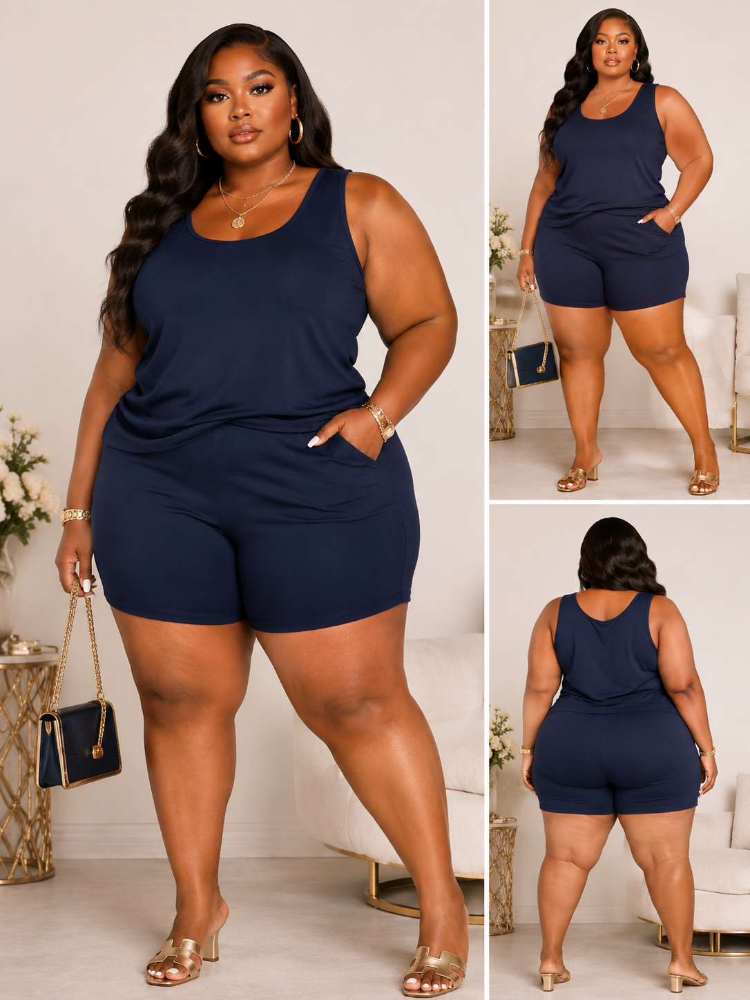 Rose In Concrete lounge tank top and shorts set, casual outfit with a relaxed fit, soft fabric, perfect for lounging or casual wear.