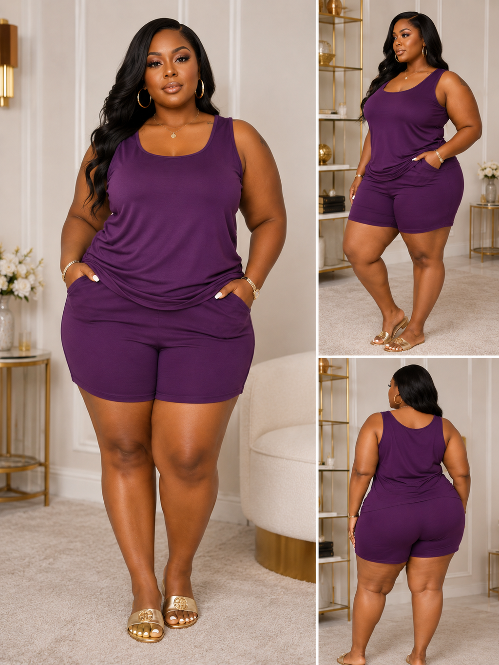 Rose In Concrete lounge tank top and shorts set, soft fabric, casual fit, perfect for relaxed everyday wear.