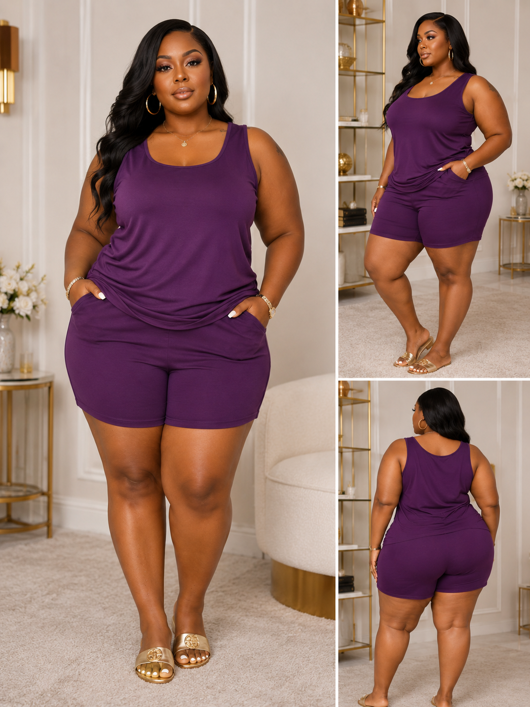 Rose In Concrete lounge tank top and shorts set, soft fabric, casual fit, perfect for relaxed everyday wear.