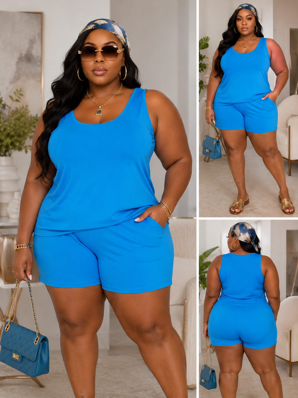 Rose In Concrete lounge tank top and shorts set, casual outfit with soft fabric, perfect for relaxed everyday wear.