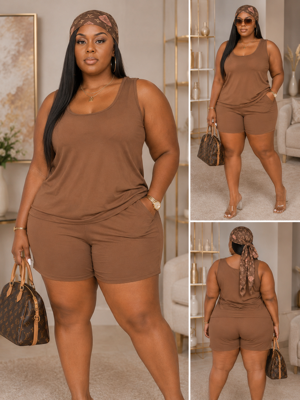 Rose In Concrete everyday lounge tank and shorts set, featuring a comfortable sleeveless top and matching shorts for relaxed wear.