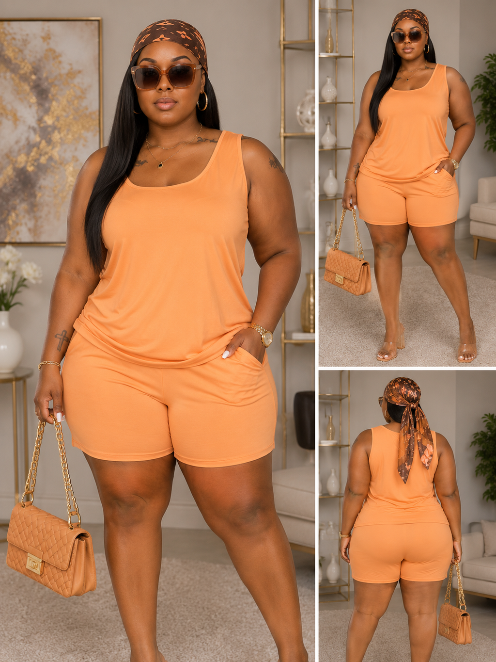 Rose In Concrete everyday lounge tank top and shorts set, casual outfit with soft fabric and relaxed fit for comfortable wear.