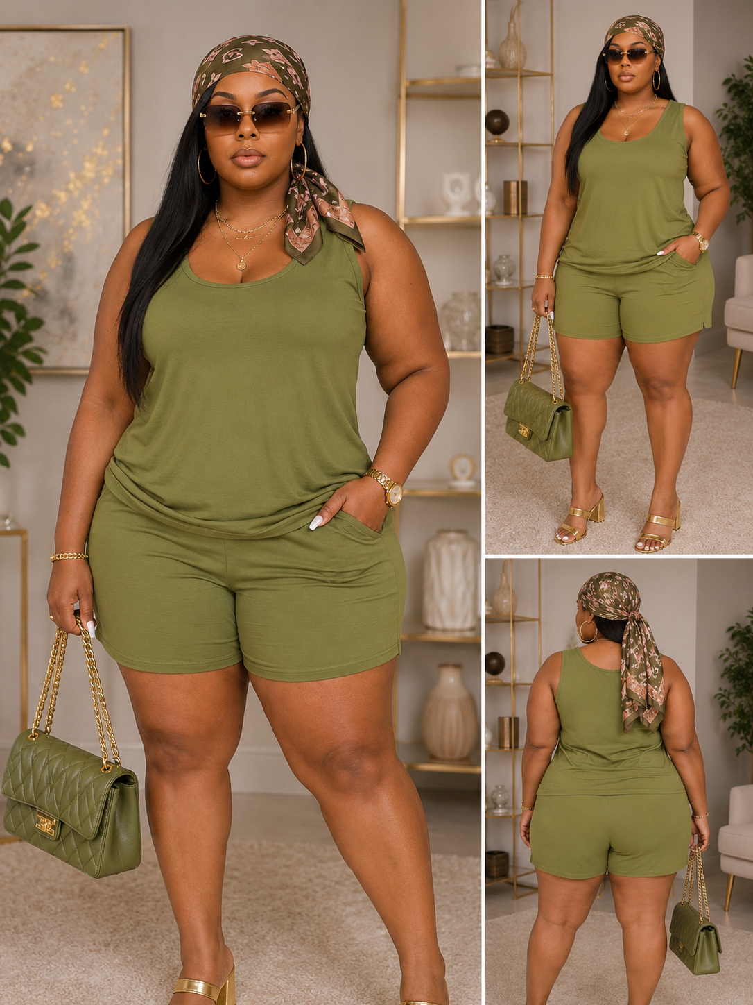 Rose In Concrete lounge tank top and shorts set, casual outfit with a relaxed fit, soft fabric, and stylish design for comfortable wear.