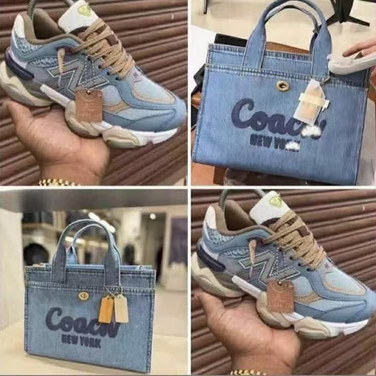 Denim 2-Piece Set | Statement Sneakers + Matching Tote Bag