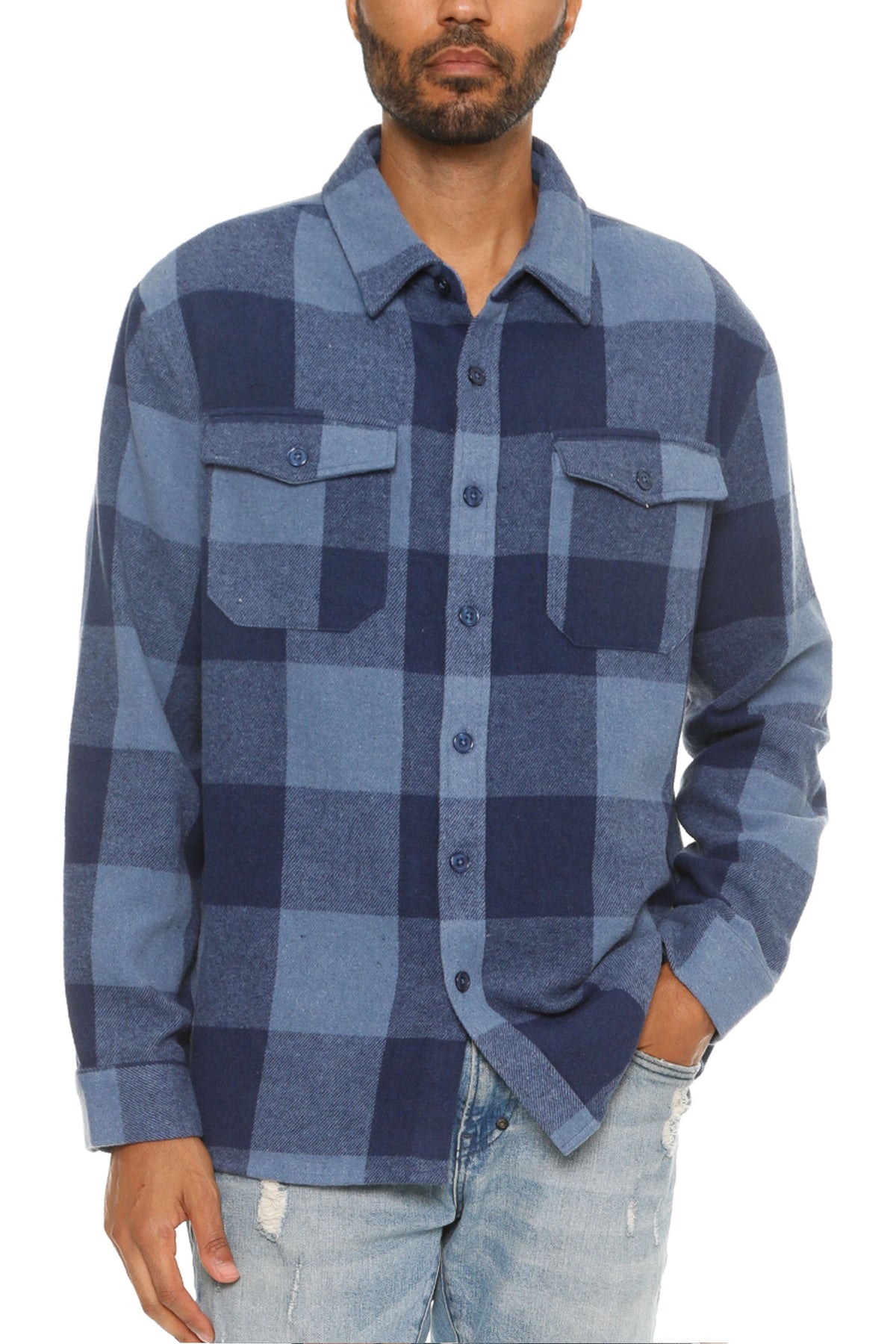 Highland Layer Men’s Brushed Plaid Button-Up Overshirt