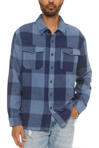 Highland Layer Men’s Brushed Plaid Button-Up Overshirt