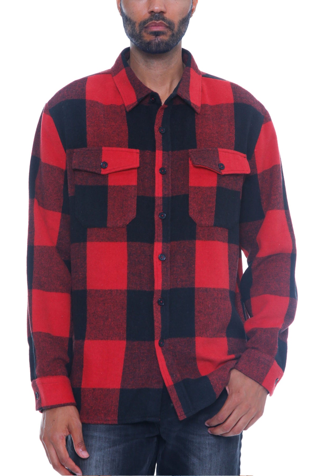 Highland Layer Men’s Brushed Plaid Button-Up Overshirt