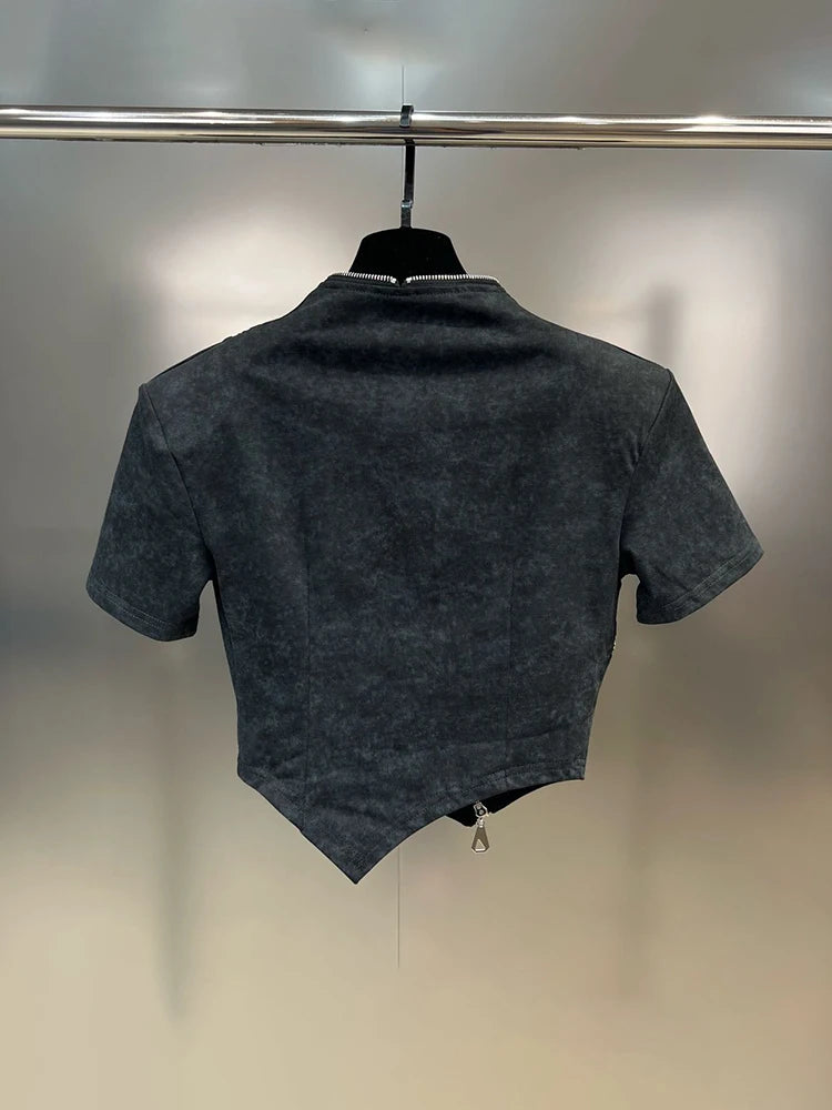 Asymmetry Edge Zip Top