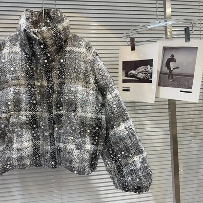 Frostbite Sequin Turtleneck Puffer Jacket – Winter Luxe Collection - Rose In Concrete 🥀