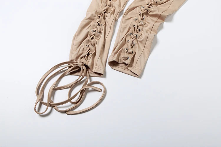 Laced Intentions Asymmetrical Crop Top & Lace-Up Leggings Set