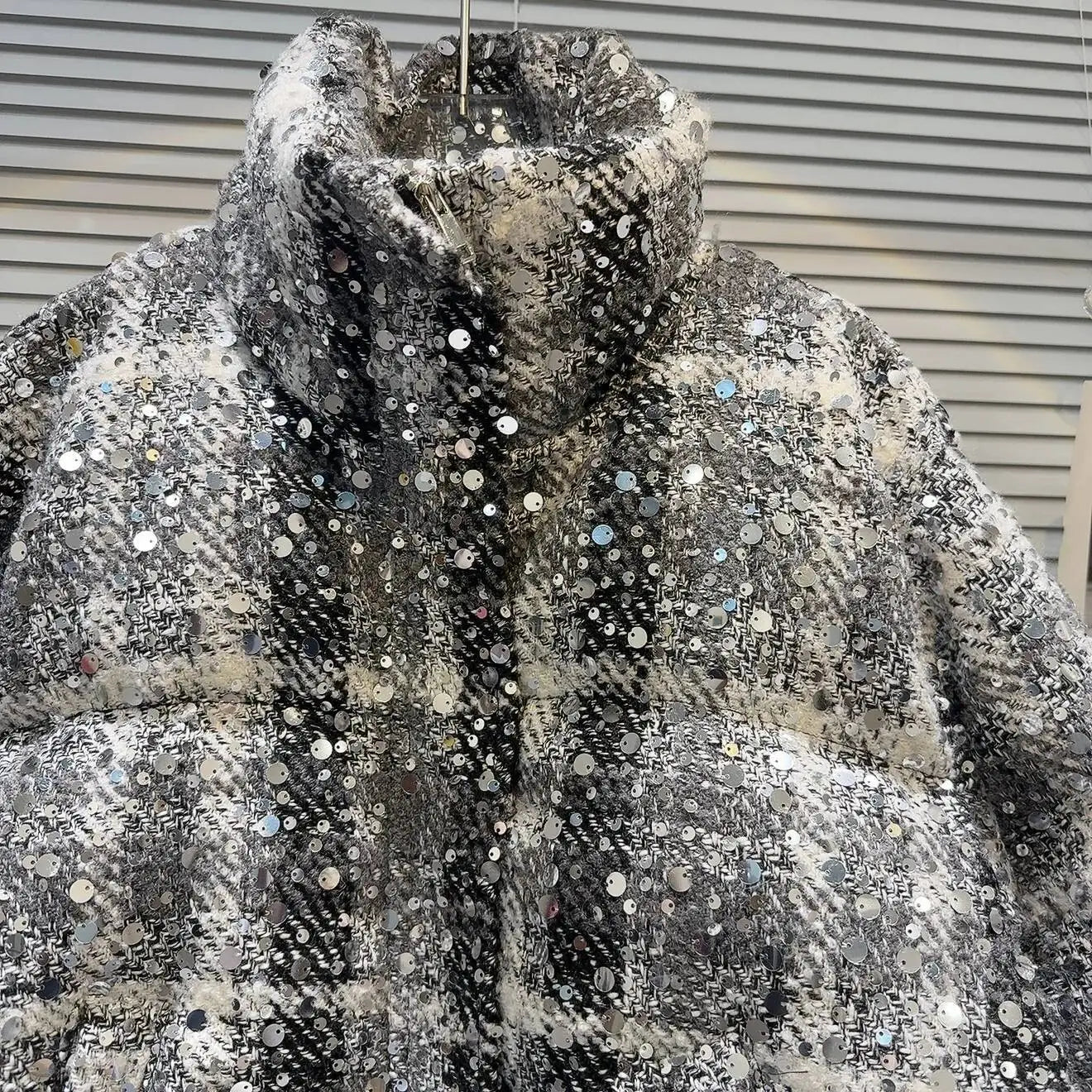 Frostbite Sequin Turtleneck Puffer Jacket – Winter Luxe Collection - Rose In Concrete 🥀
