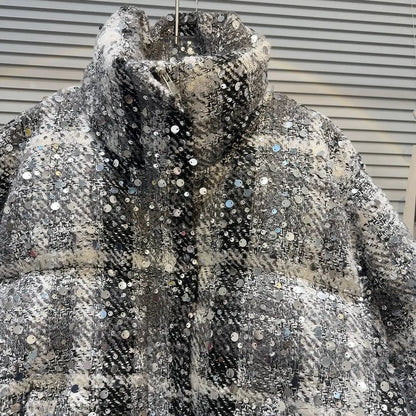 Frostbite Sequin Turtleneck Puffer Jacket – Winter Luxe Collection - Rose In Concrete 🥀