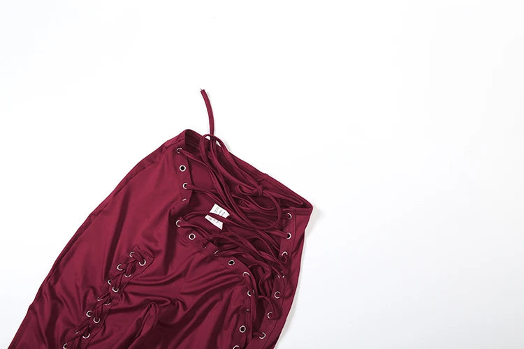 Laced Intentions Asymmetrical Crop Top & Lace-Up Leggings Set