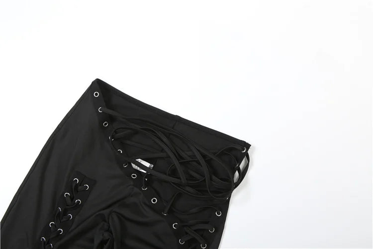Laced Intentions Asymmetrical Crop Top & Lace-Up Leggings Set