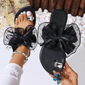 Oversized Organza Bow Platform Thong Sandals