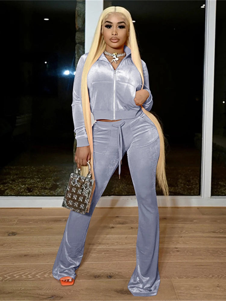 Velour Luxe Zip-Up Jogger Set
