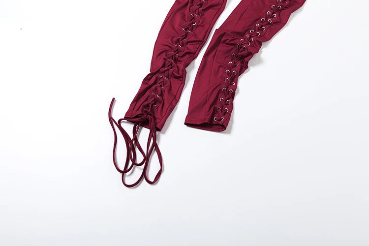 Laced Intentions Asymmetrical Crop Top & Lace-Up Leggings Set