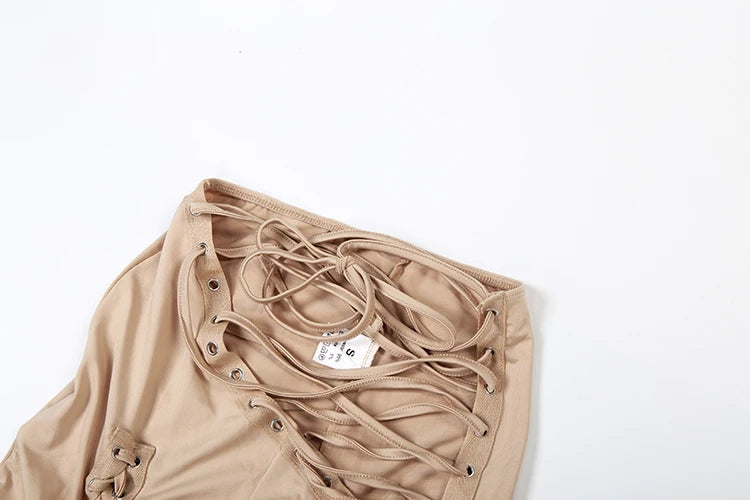 Laced Intentions Asymmetrical Crop Top & Lace-Up Leggings Set