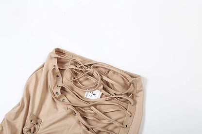 Laced Intentions Asymmetrical Crop Top & Lace-Up Leggings Set